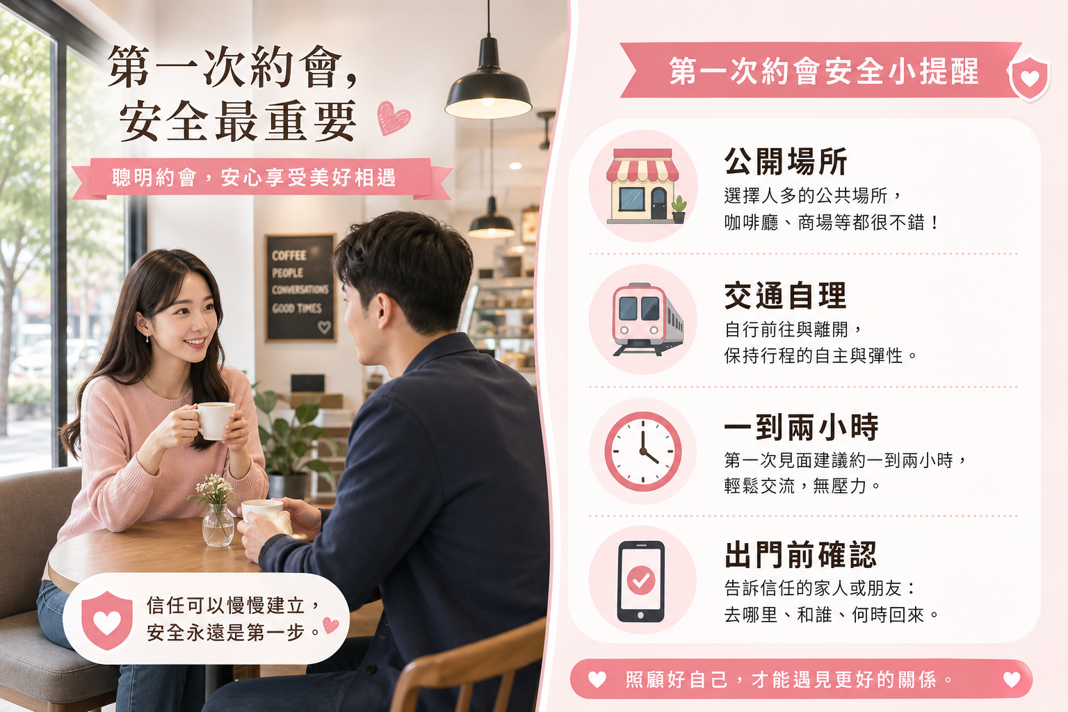 第一次見面地點與安全安排示意